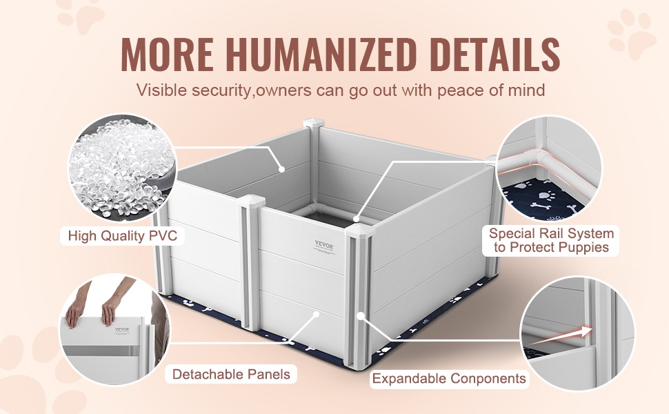 Koiran pentulaatikko, irrotettavat paneelit ja kaiteet