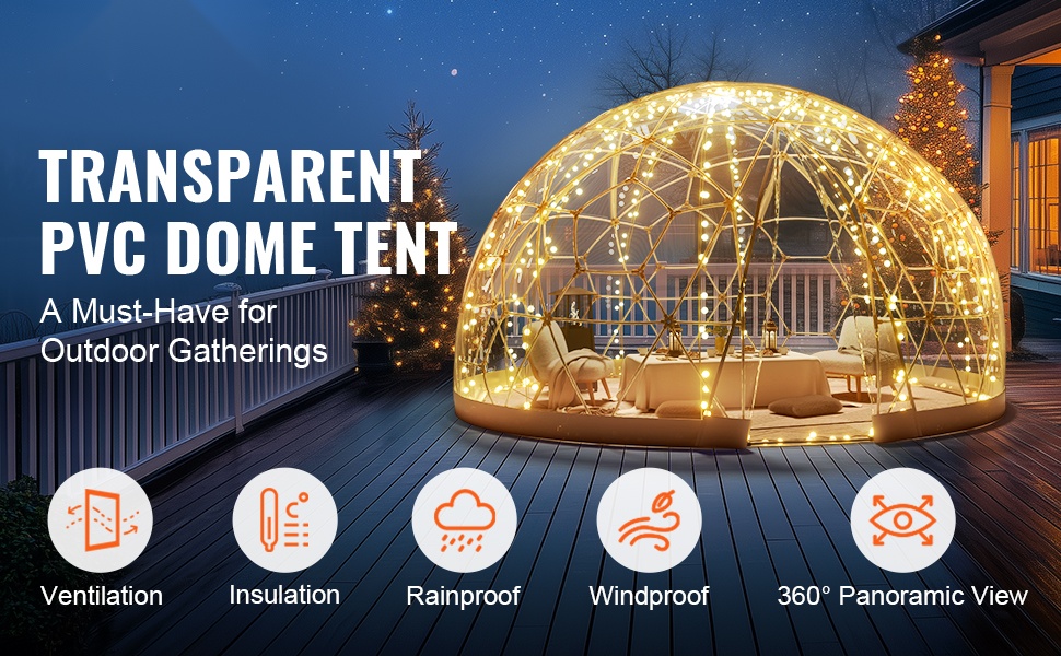 Kupoliteltta läpinäkyvällä ikkunalla