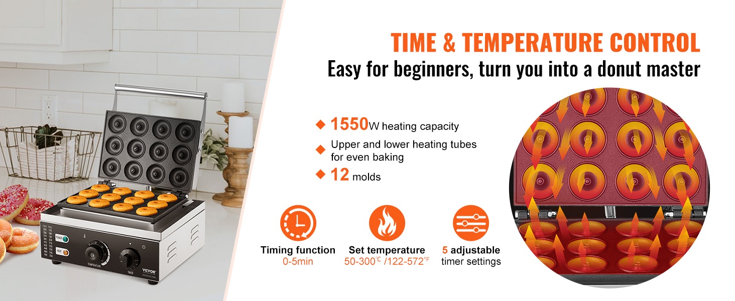 Donitsikoneen paistolevy ja ohjauspaneeli