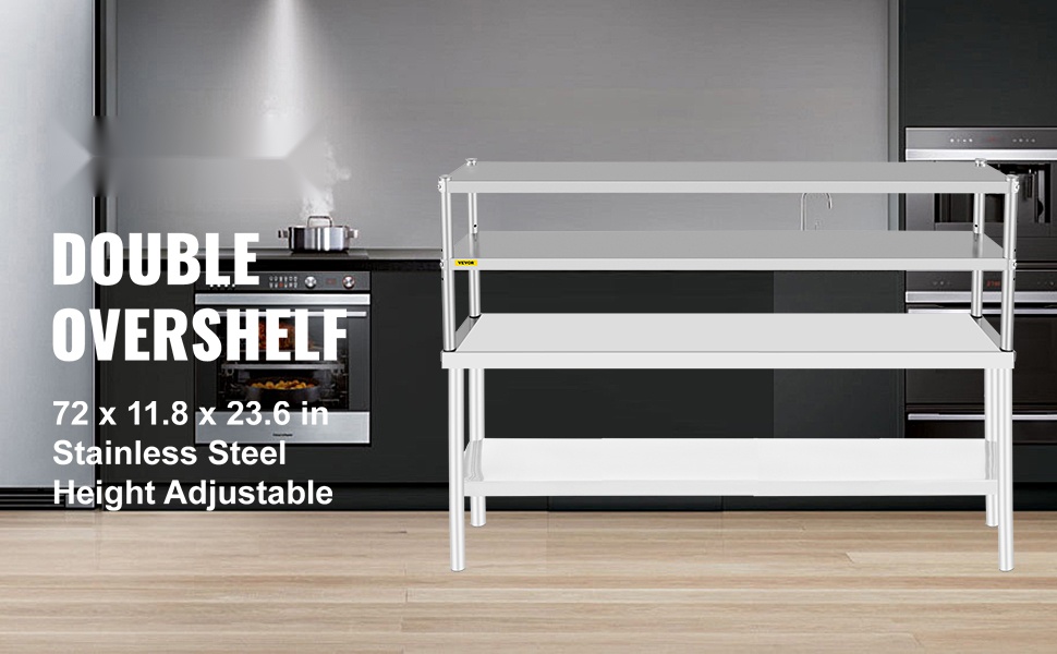 Kaksitasoinen ruostumattomasta teräksestä valmistettu ylähylly