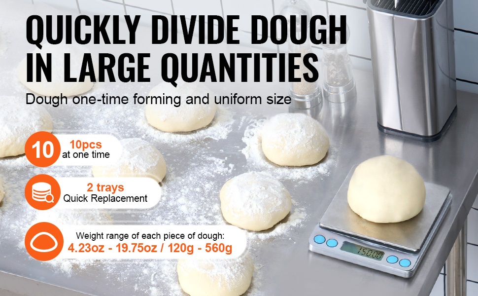 Taikinan jakaminen tasaisiin osiin