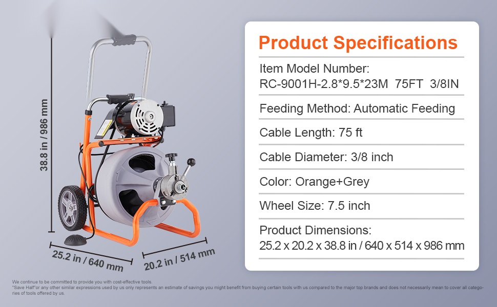 Viemärinpuhdistuskoneen mitat
