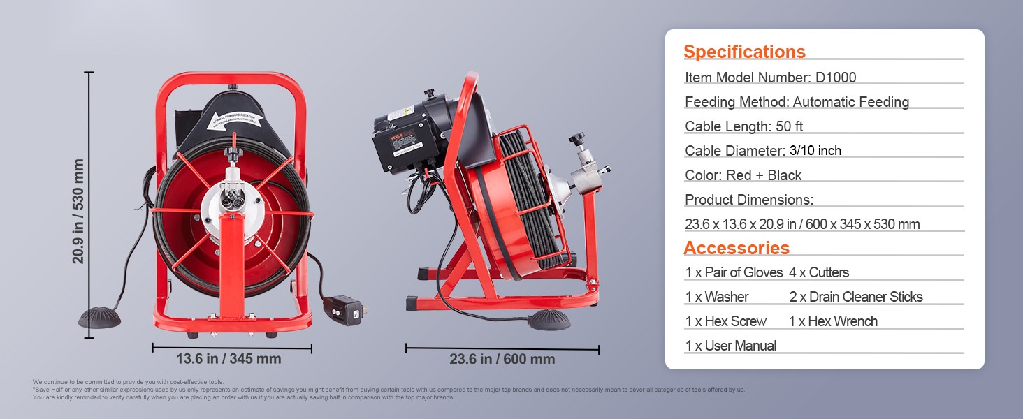 Viemärin puhdistuskoneen mitat