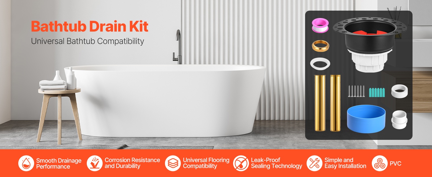 Kylpyammeen vapaasti seisovan viemärisarjan yleiskuva