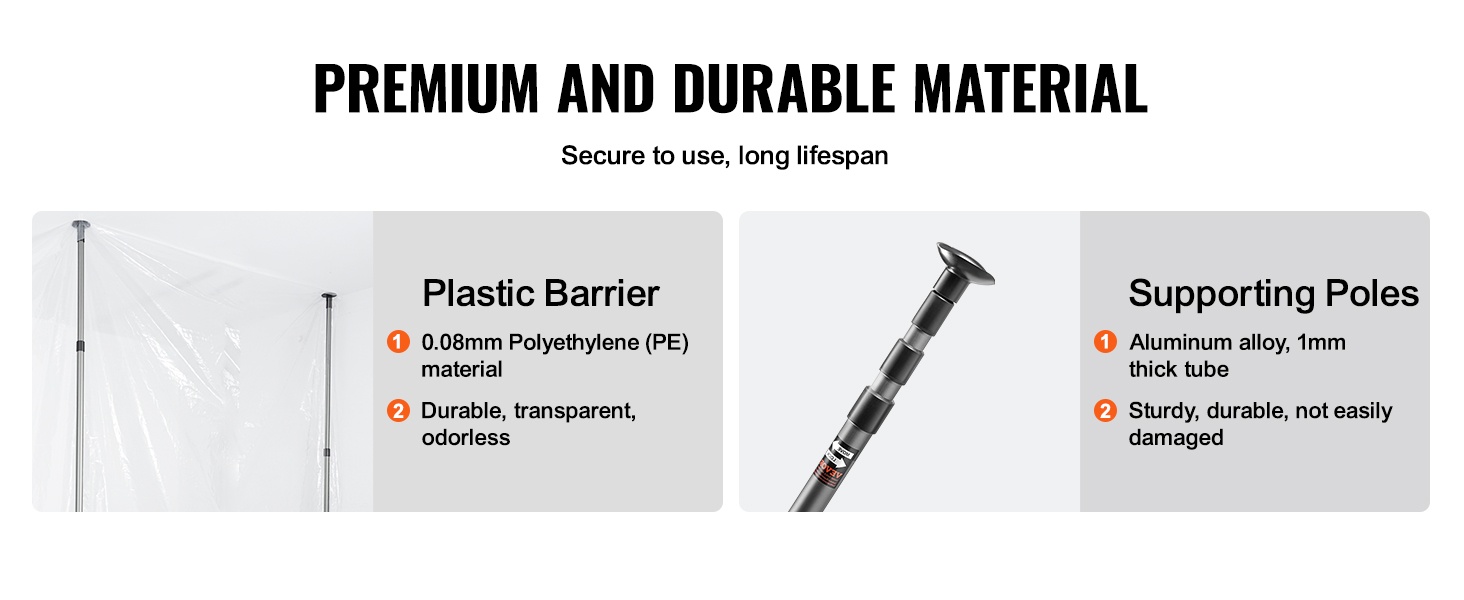 Kestävä muovi ja alumiinitangot