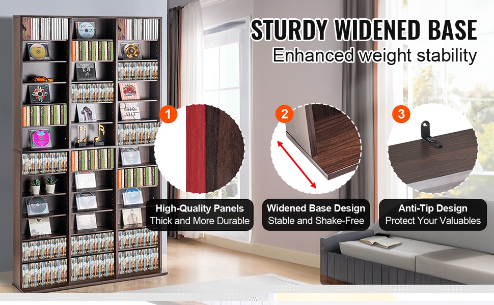 Vakaasti seisova mediakaappi