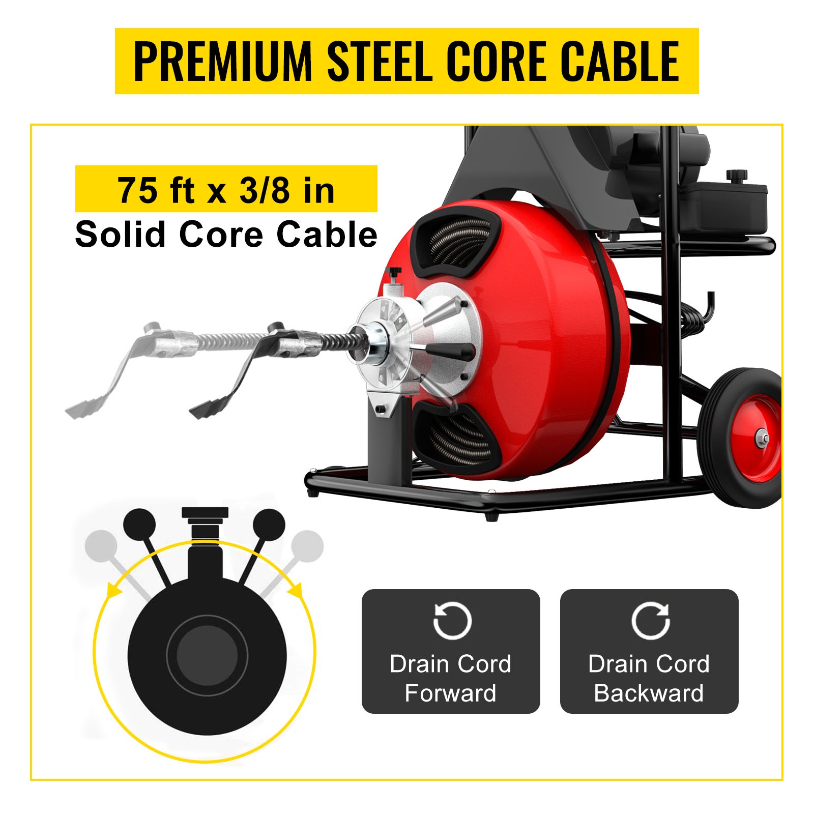 75 ft x 3/8 in teräsydinkaapeli