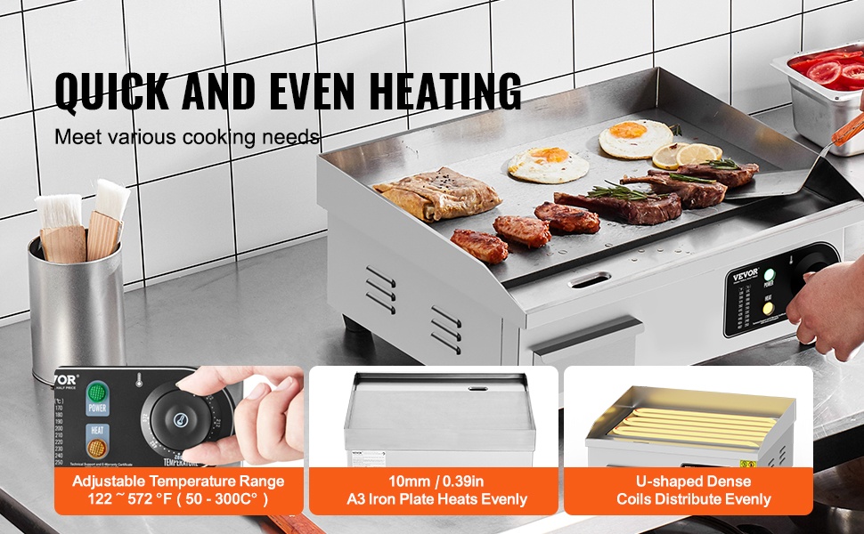 Säädettävä lämpötila ja suuri paistopinta