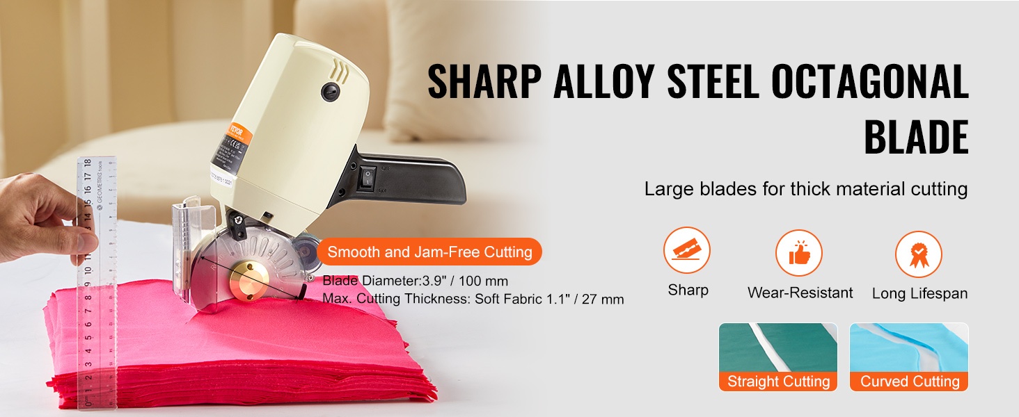 Oktagonin muotoinen terä kangasleikkurissa