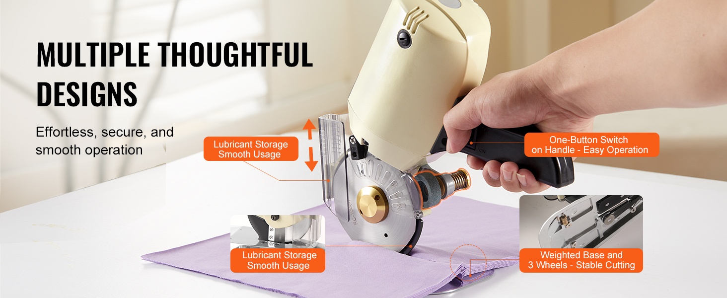 Turvasuojalla varustettu kangasleikkuri