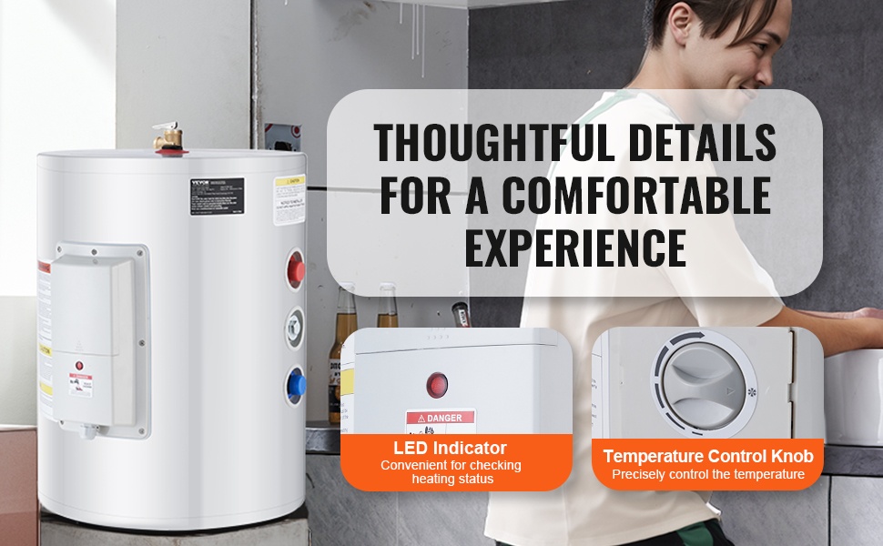 Kompakti sähköinen vedenlämmitin asennettuna