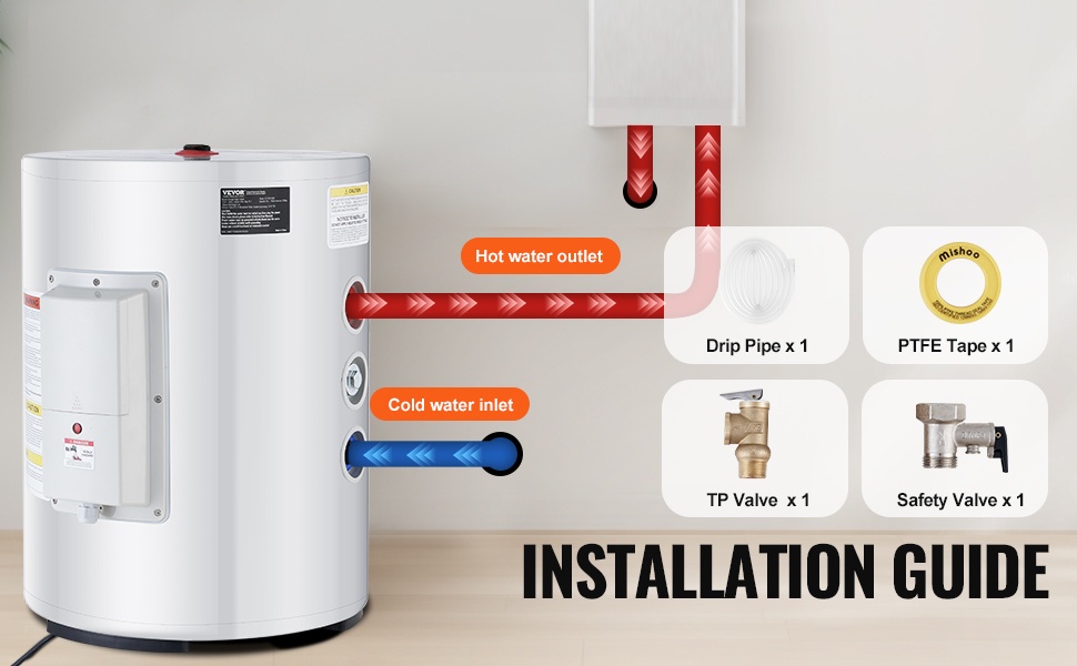 Esimerkki vedenlämmittimen asennuspaikasta