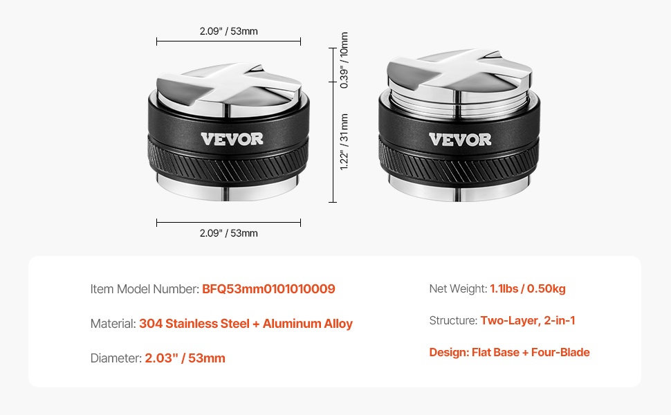 Espresso-tamperin ja tarvikkeiden kokonaisuus