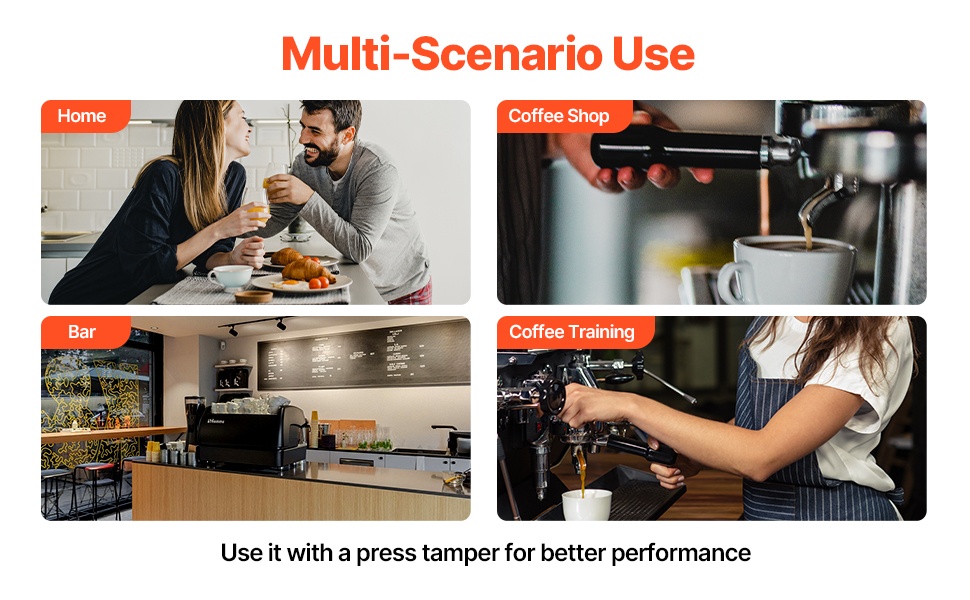 Tasainen tamppaus ja espresson uutto