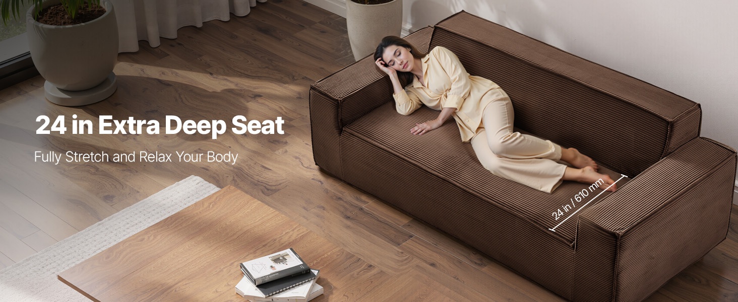 Sohvan syvä istuin, tilava oleskelualue