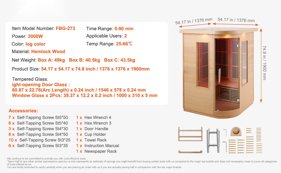 Sisätilojen infrapunasauna kahdelle