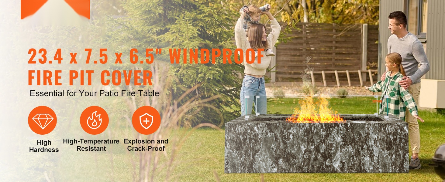 Lasinen tuulensuoja tulipöydälle yleiskuva