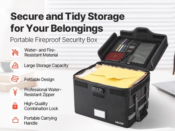 Paloturvallinen ja taitettava asiakirjalaatikko