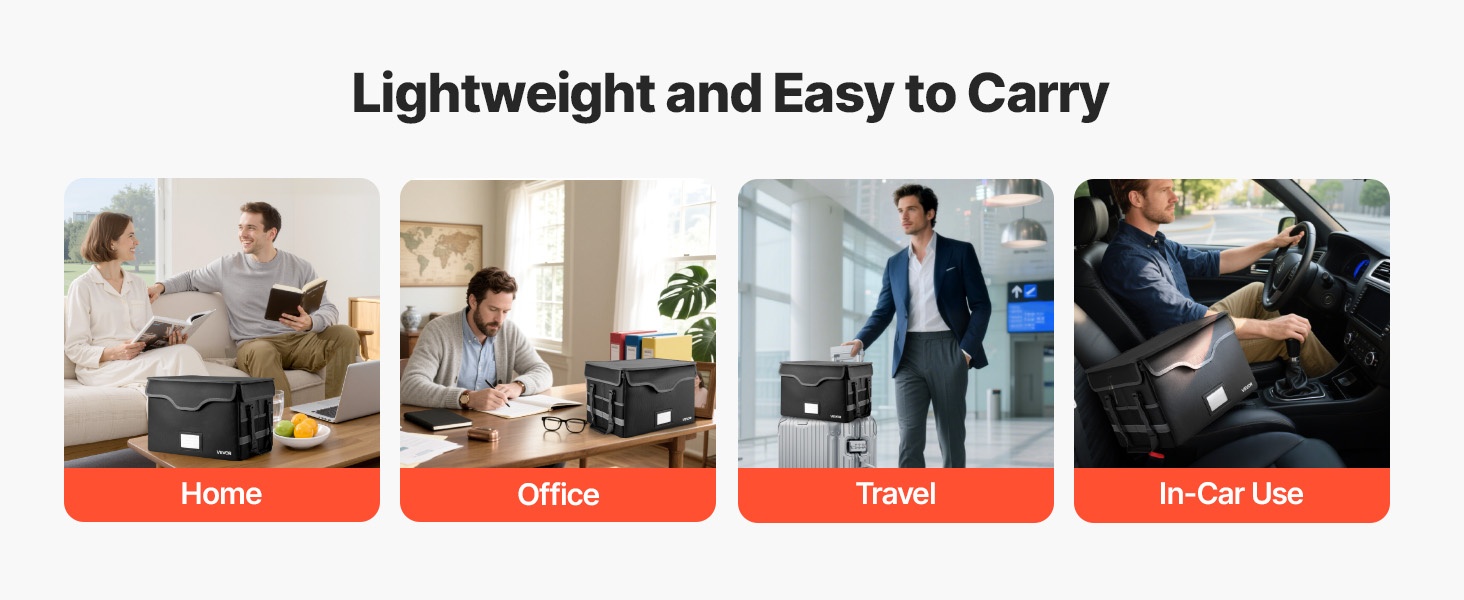 Monikäyttöinen asiakirjalaatikko kotiin ja matkoille