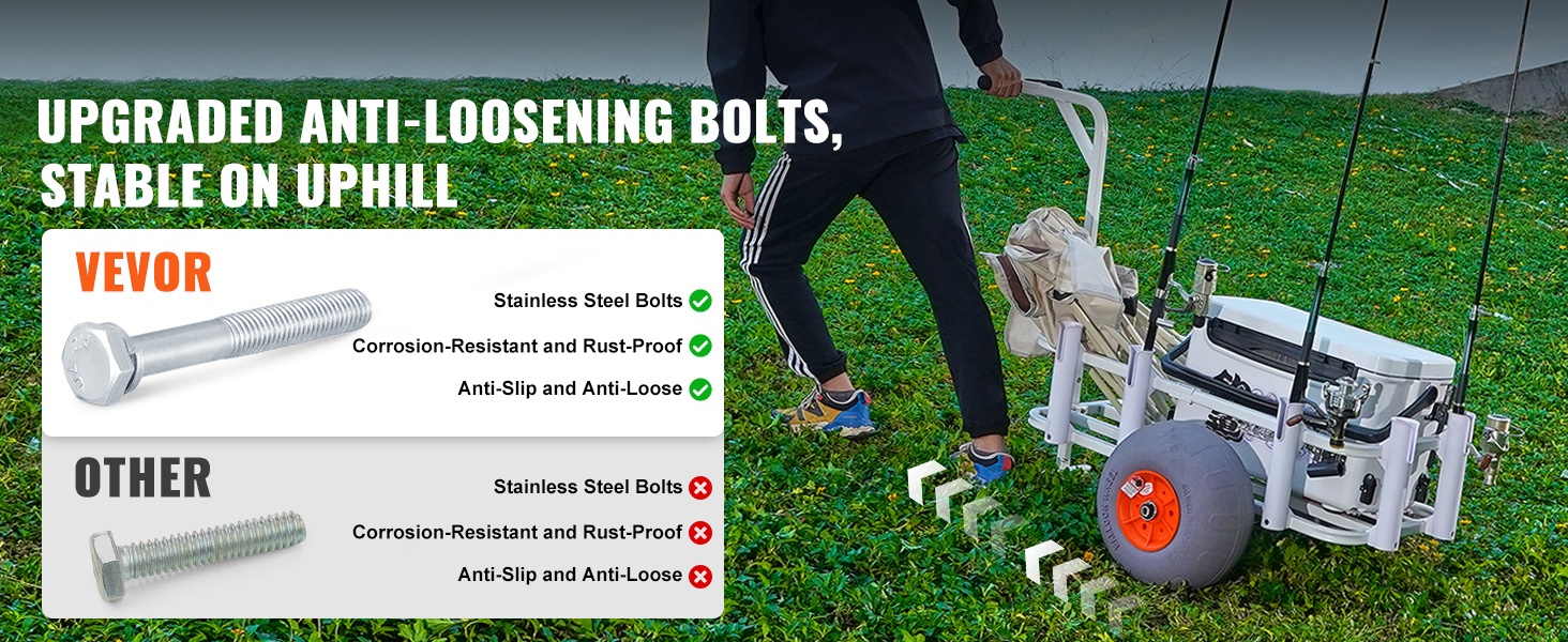 Ruostumattomat pultit kalastuskärryssä