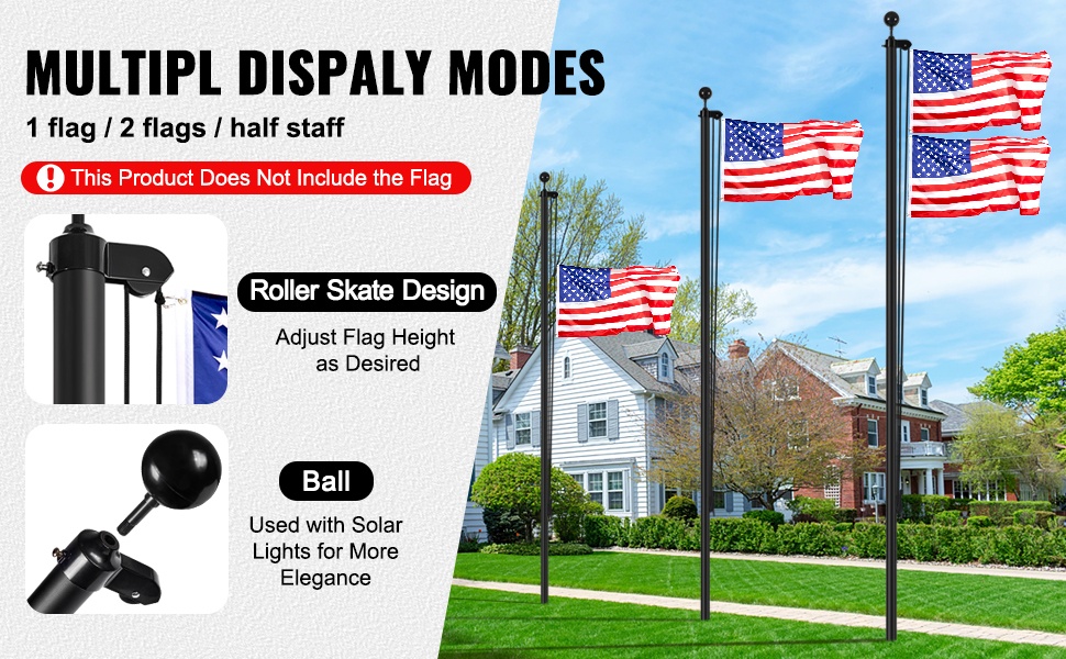 Lipun kiinnitysklipsit ja yläosan koristepallo