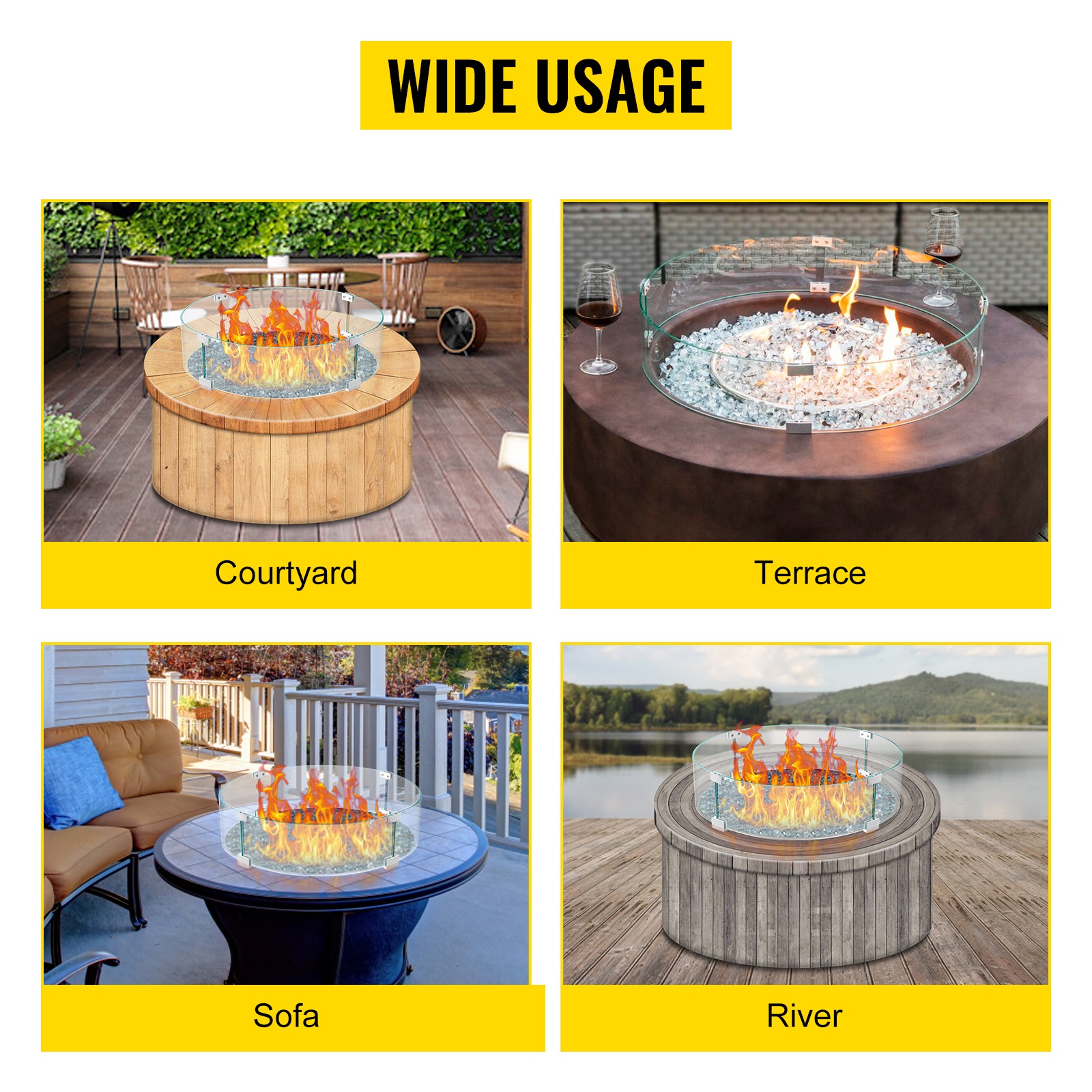 Lasinen liekkisuoja ulkokäytössä