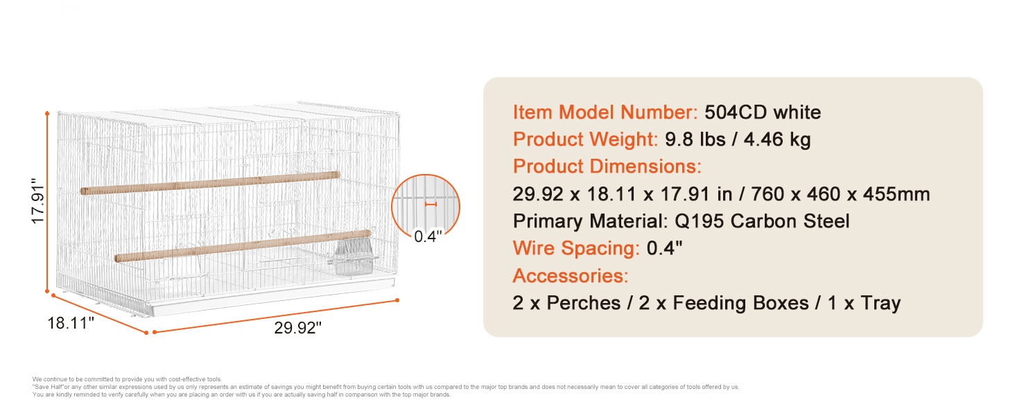 Lintuhäkki, jossa avoin yläosa ja tilava sisätila
