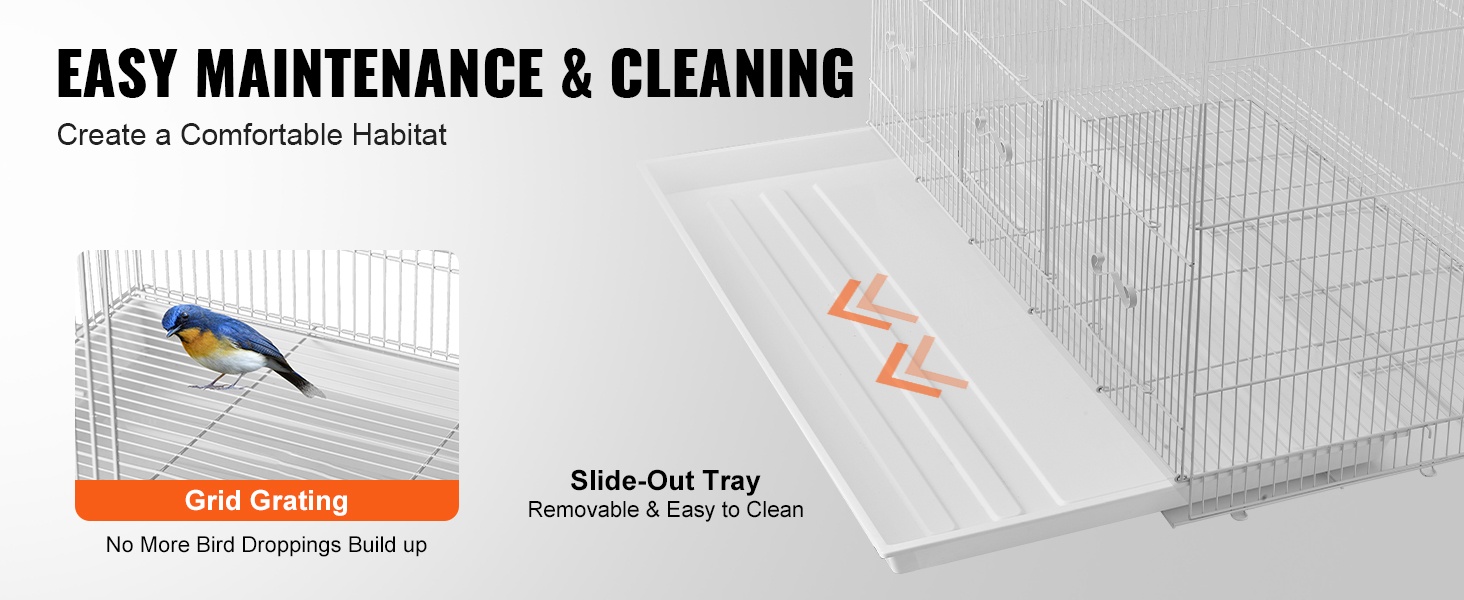 Lintuhäkki ulos vedettävällä pohjatarjottimella ja ritilällä