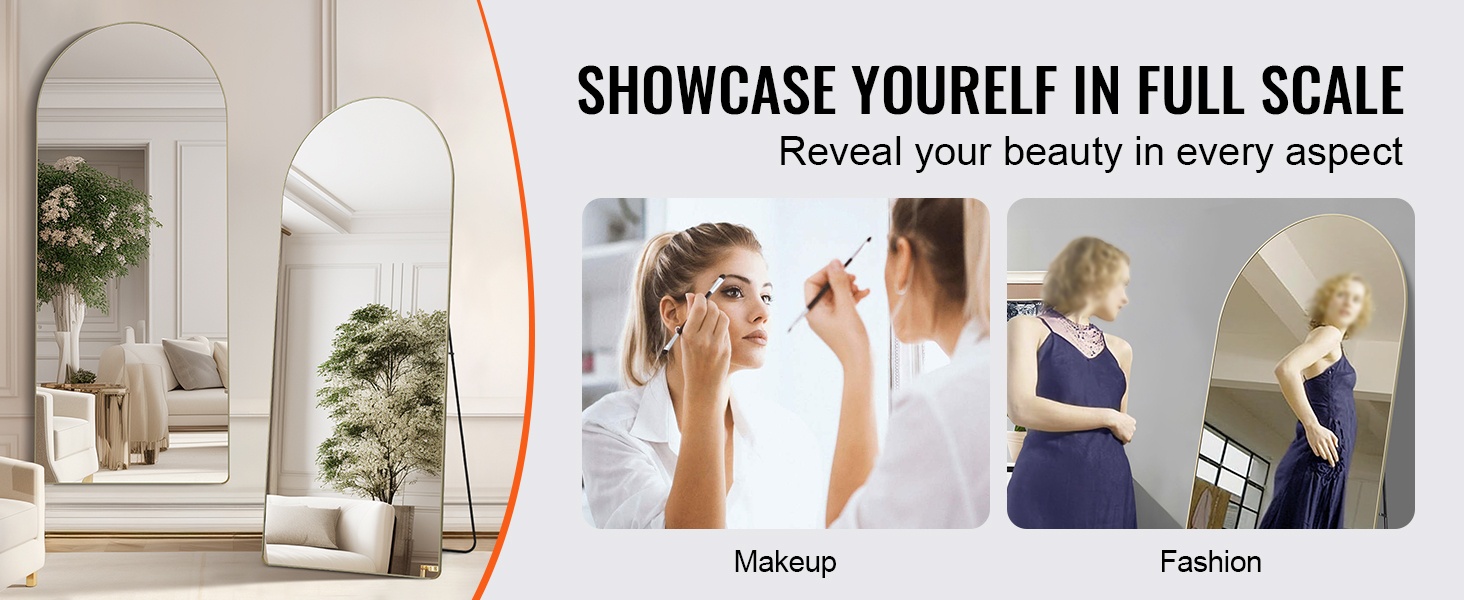 Kaareva lattiapeili, kirkas heijastus