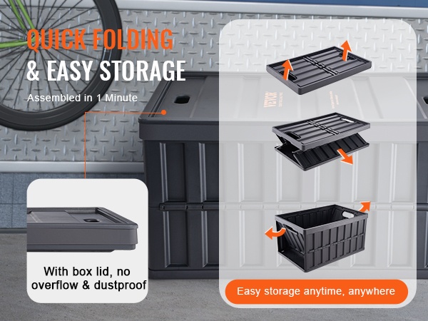 Taittuva säilytyslaatikko taitettuna