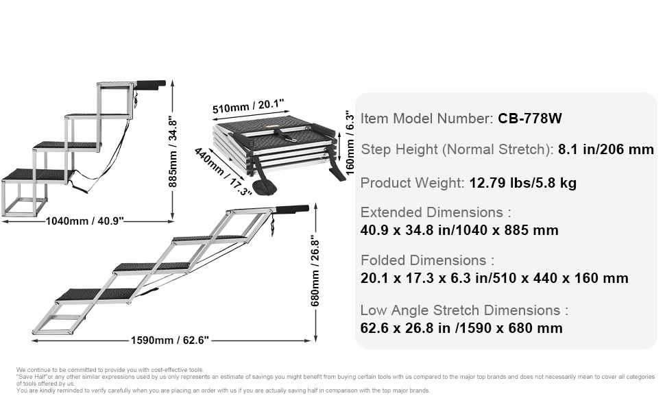 Kompaktit mitat taitettuna