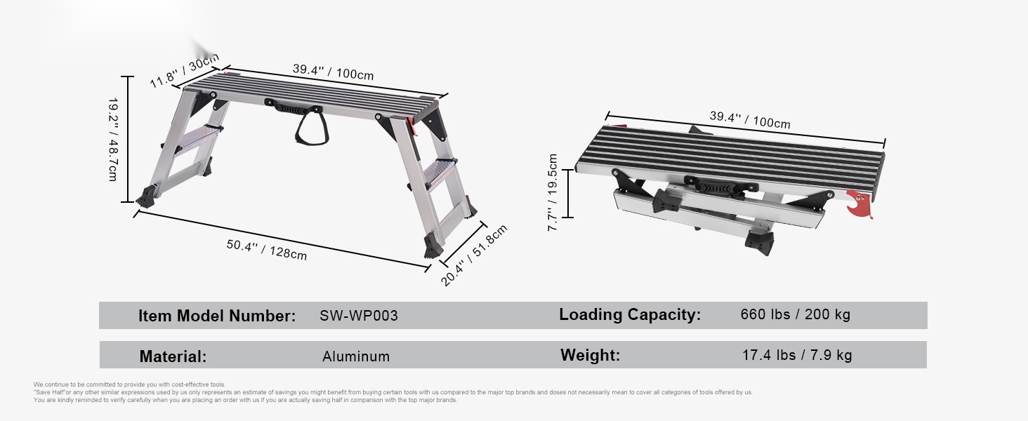 Taitettava alusta kokoon taitettuna