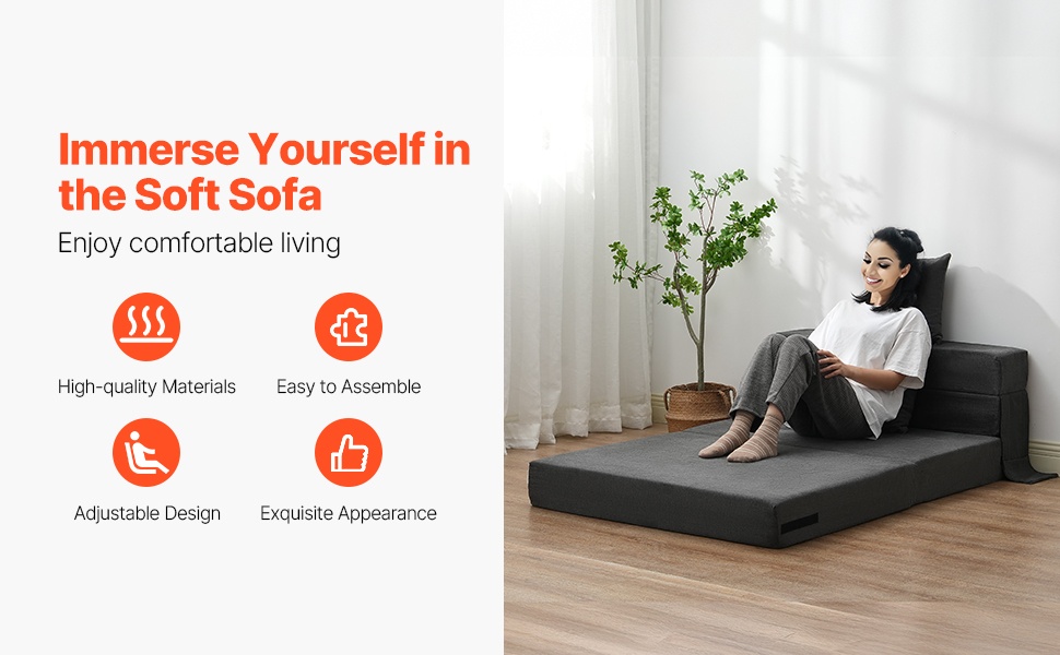 Taitettava vuodesohva, korkeatiheyksinen vaahto