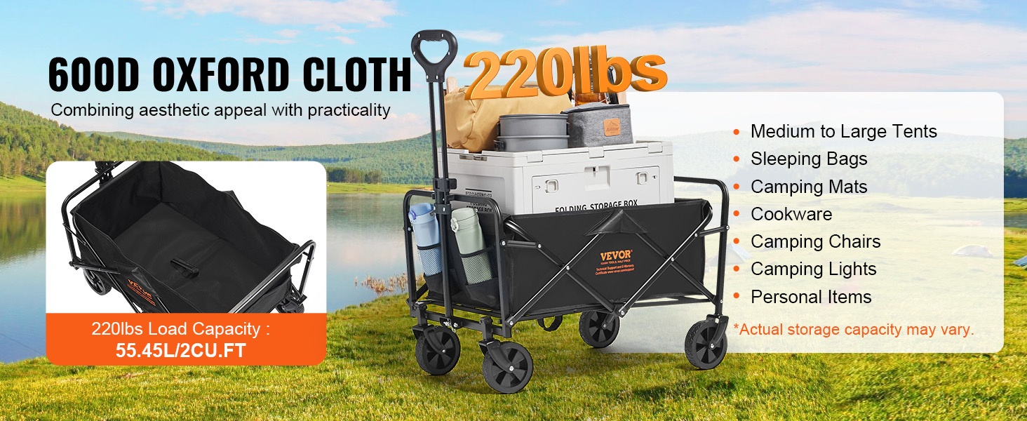 Taittuva kuljetusvaunu, suuri säilytystila