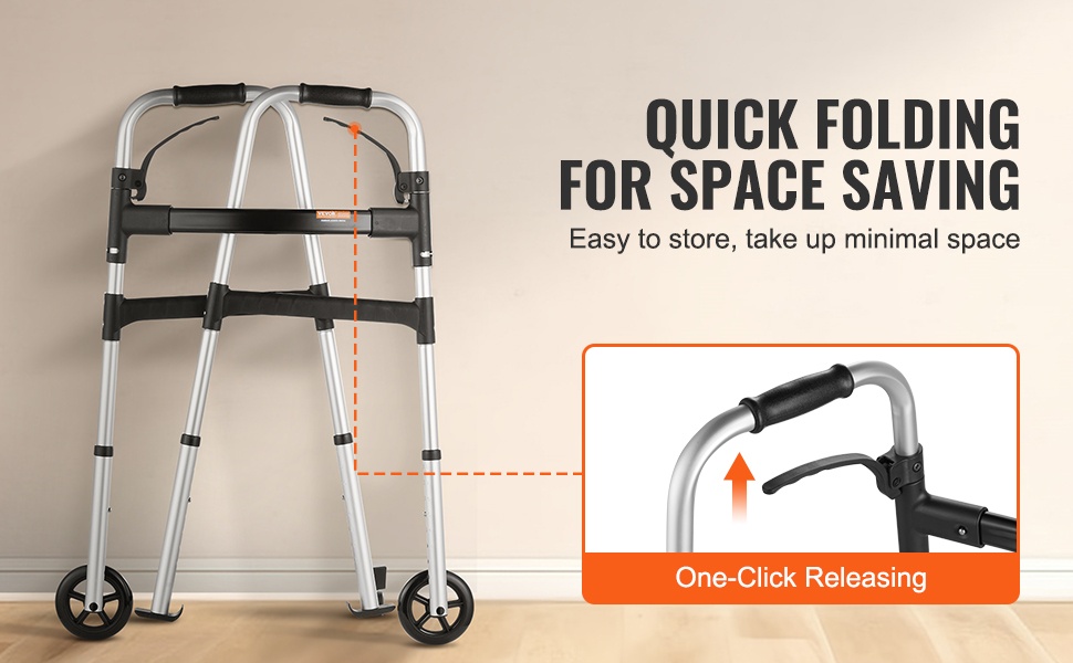Kompakti ja taittuva kävelyteline