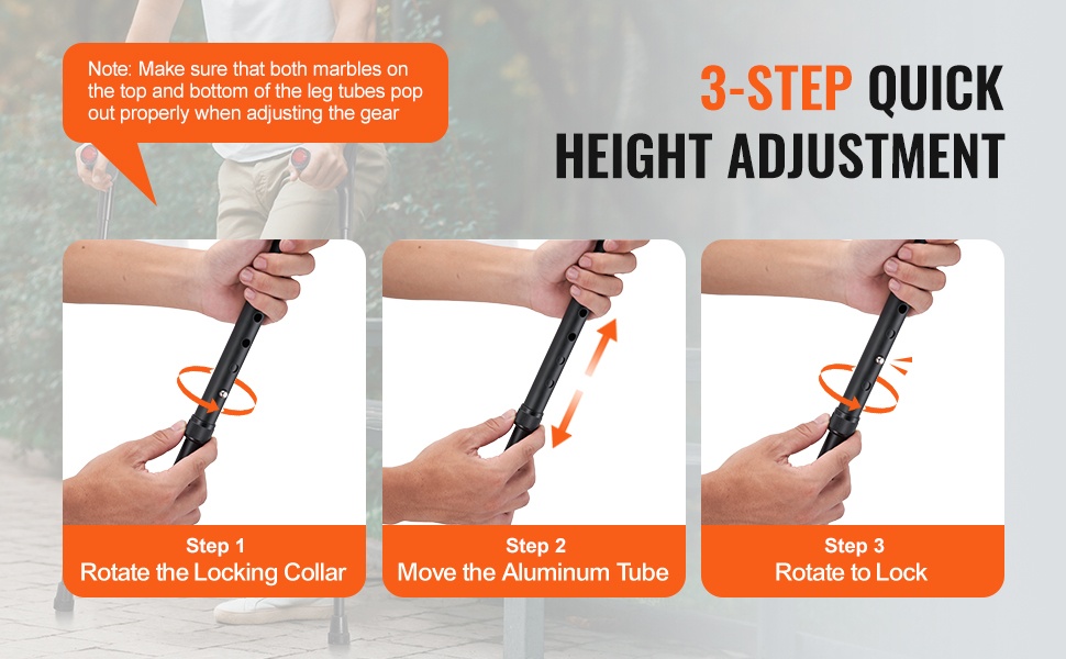 Kyynärsauvojen korkeussäätö