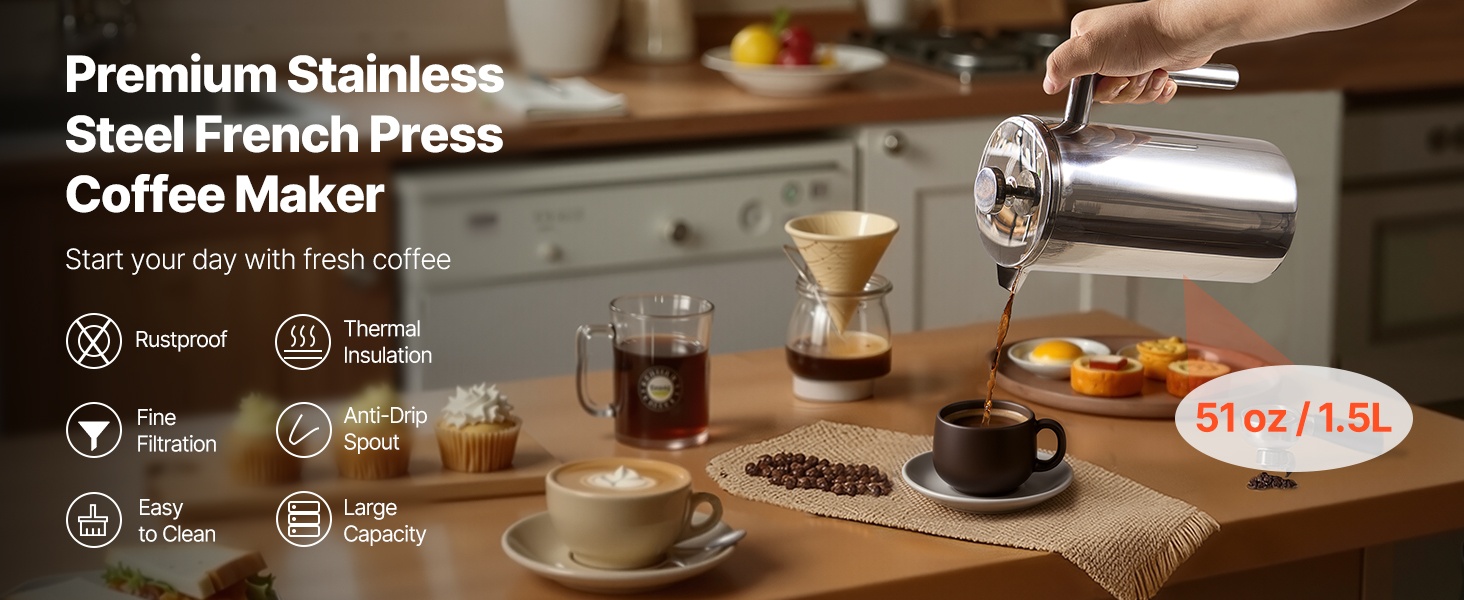 Borosilikaattilasinen ranskalainen pressopannu