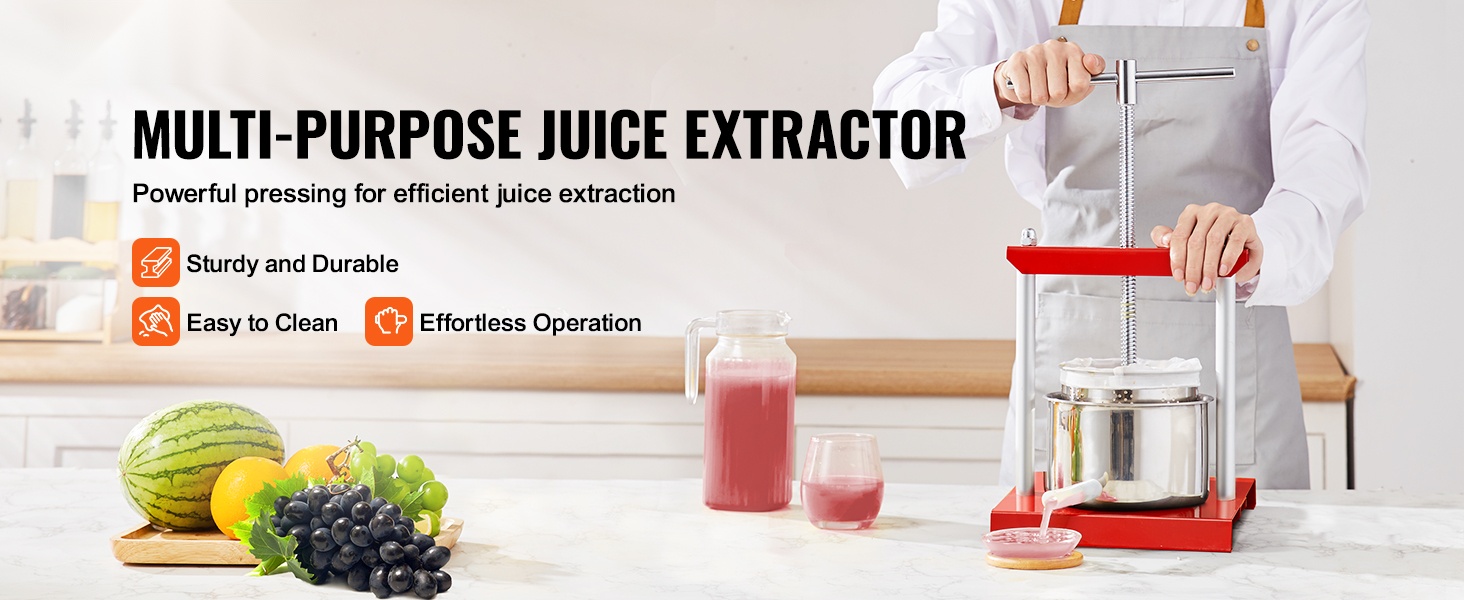 Hedelmä- ja viinipuristin puristuslevyllä