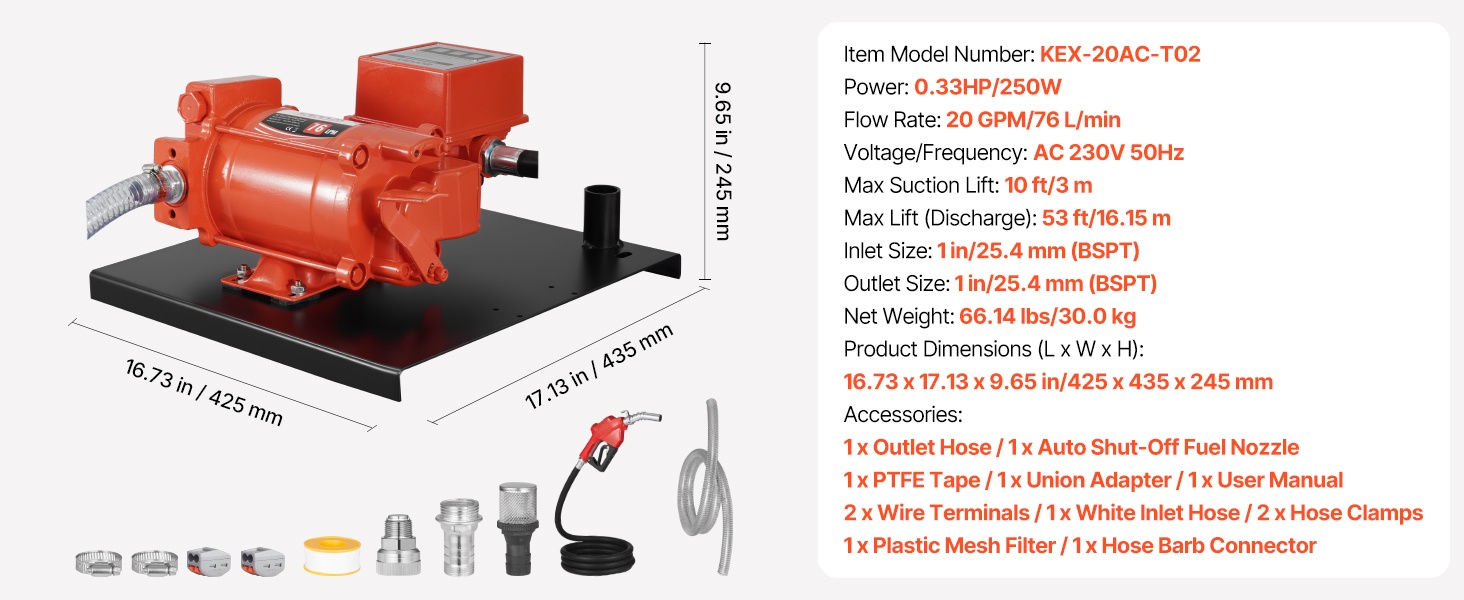 Polttoaineensiirtopumppu, mittari ja pistooli