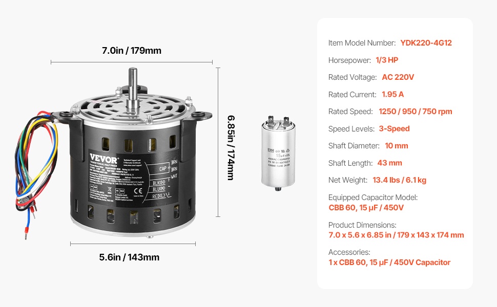 Puhallinmoottorin mitat ja rakenne