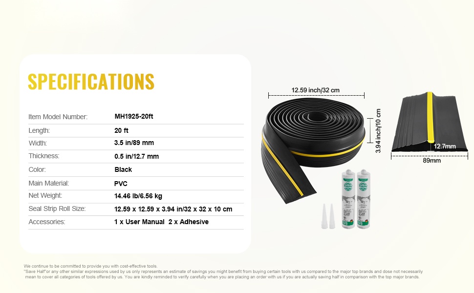 Autotallin oven kynnyksen tiivistenauhan mitat