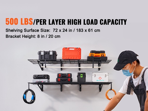 Seinäkiinnitettävä varastohylly, mobiilinäkymä