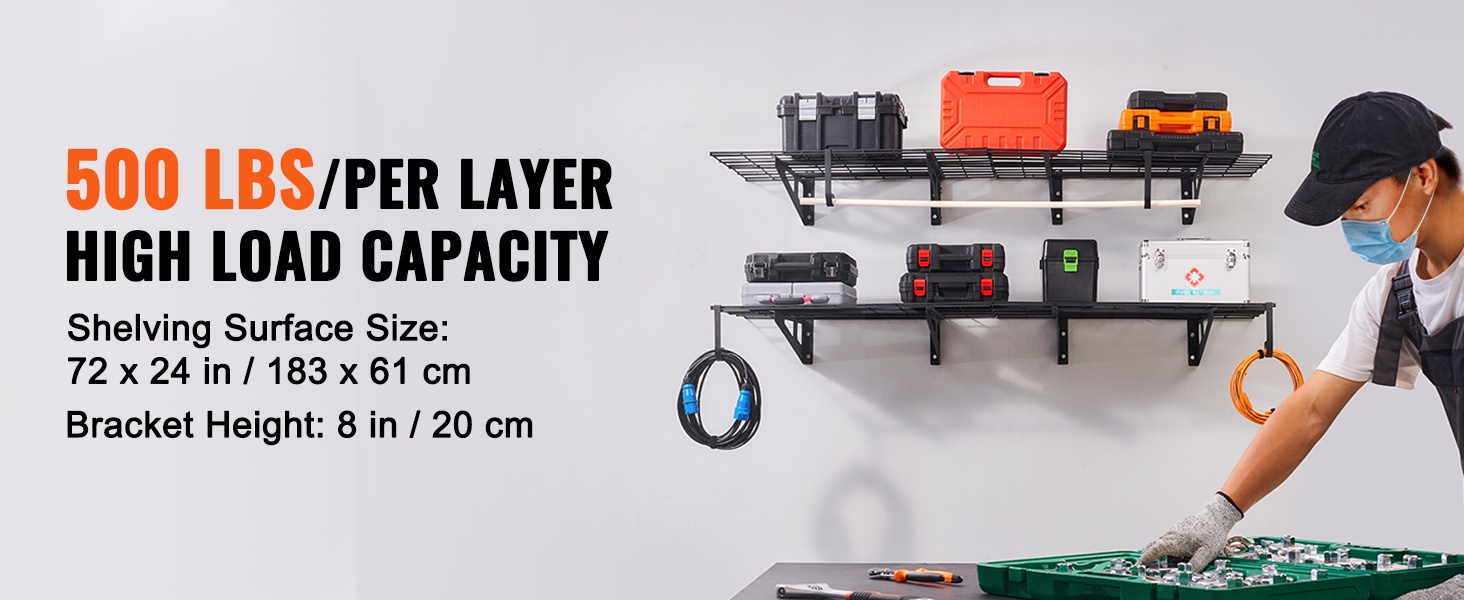 Seinäkiinnitettävä varastohylly autotalliin