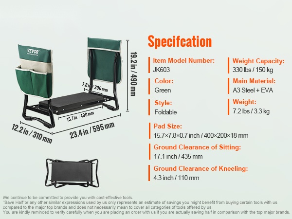 Koko- ja korkeusmitat puutarhatuolille