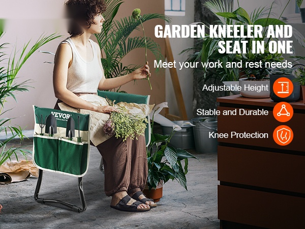 Taitettava puutarhatuoli ja polvituki