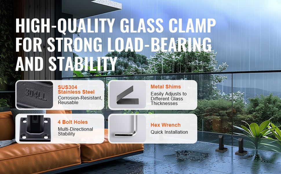 Neliönmuotoinen lasikiinnike, kaksipuolinen rakenne