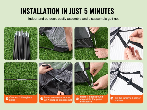 Golf-verkko koottavana