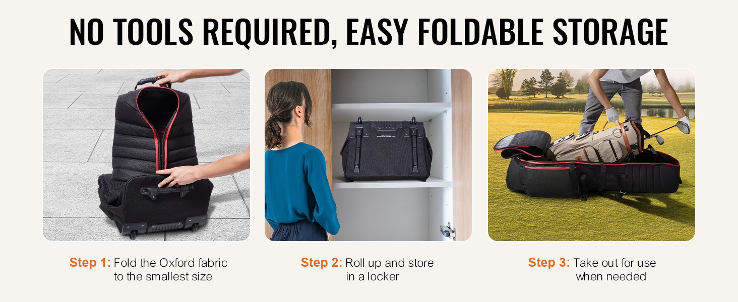 Taitettava golfmatkalaukku käytössä