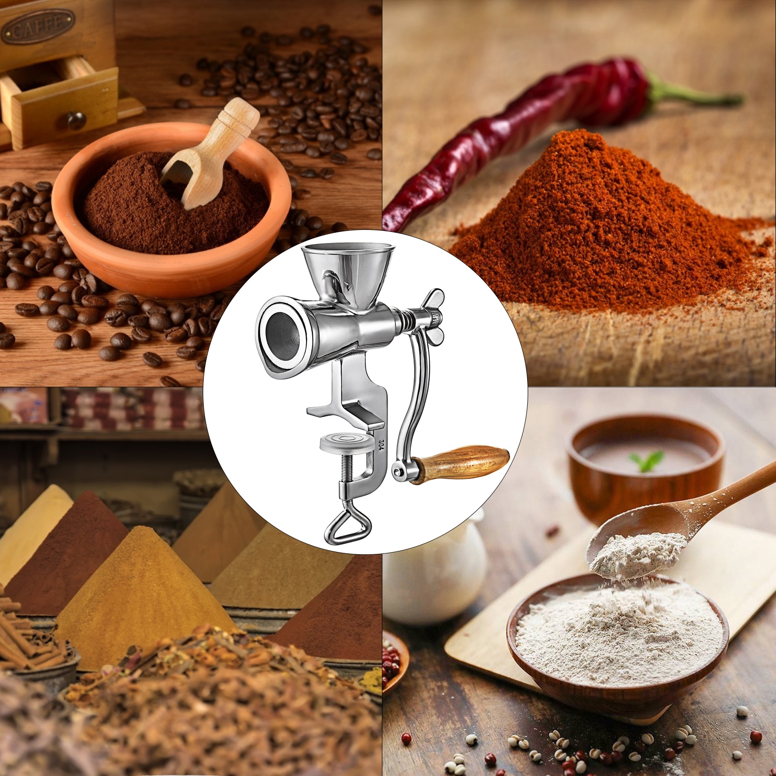 Monipuolinen viljan ja kahvin jauhaminen