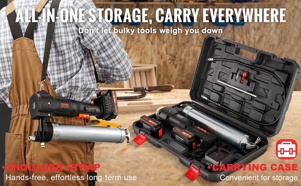 Rasvaprässi olkahihnalla ja kantolaukulla